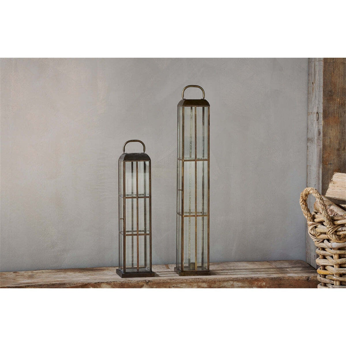 Vemula Large Tall Lantern - Antique Brass