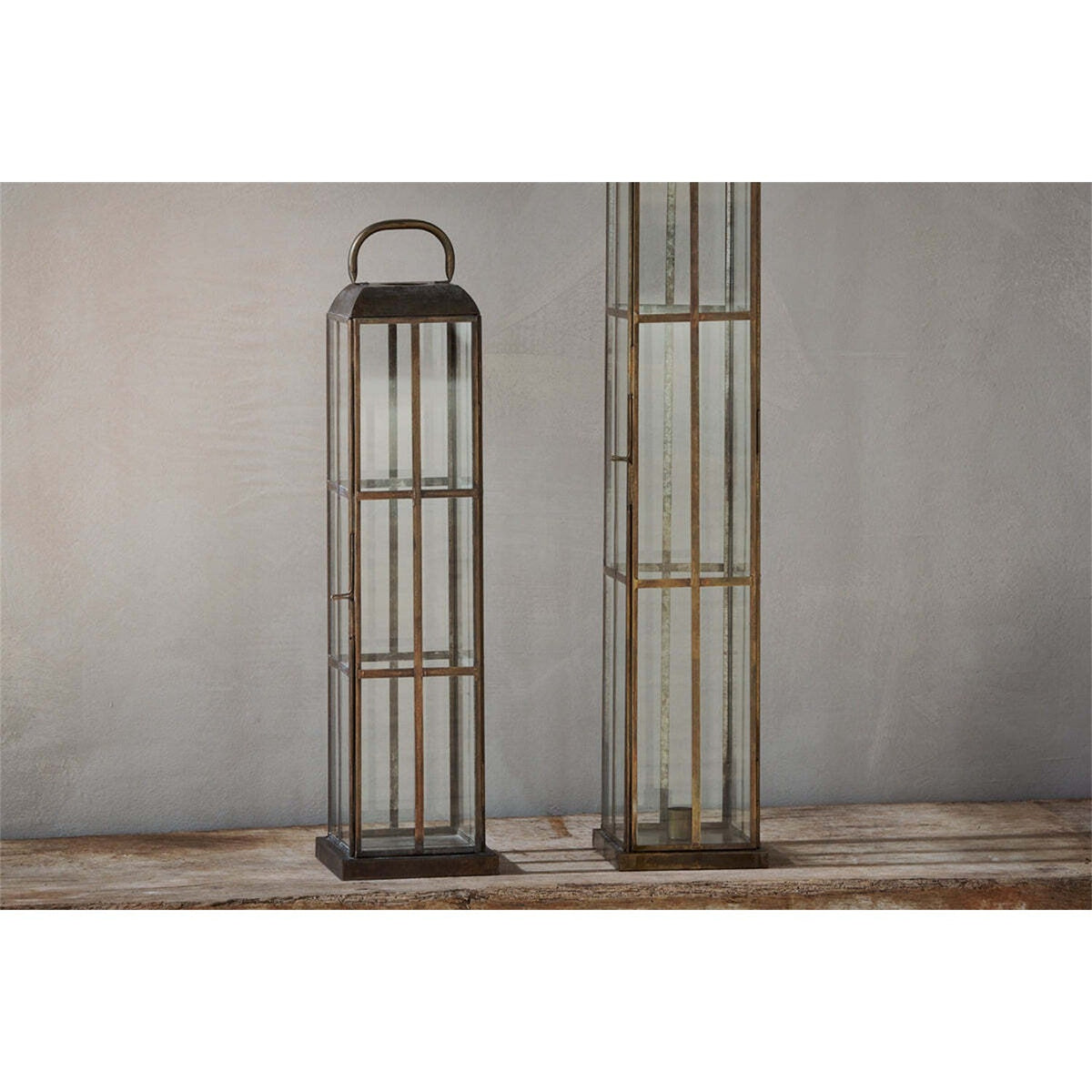 Vemula Large Tall Lantern - Antique Brass