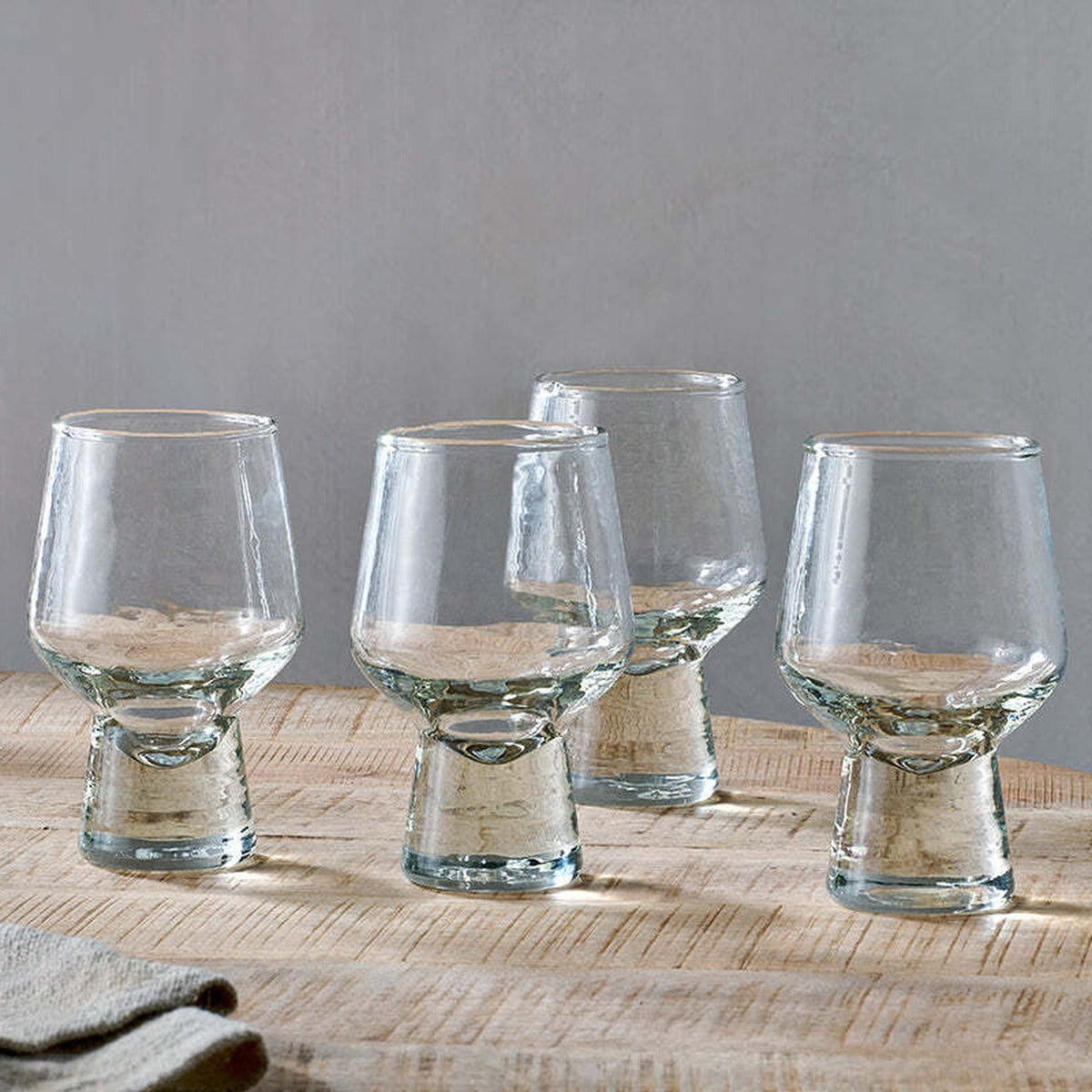 Visla Mouth Blown Wine Glasses - Light Smoke - Set of 4