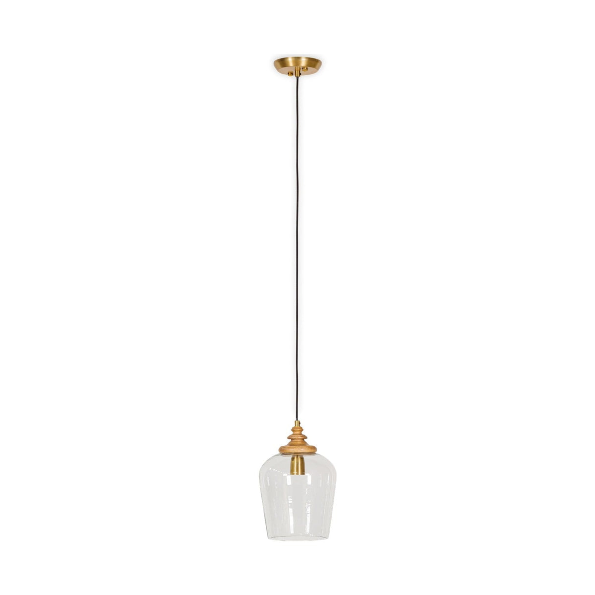 Varuna Mango Wood & Glass Pendant Light - Natural & Clear