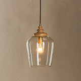 Varuna Mango Wood & Glass Pendant Light - Natural & Clear