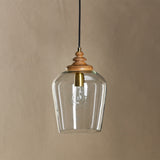 Varuna Mango Wood & Glass Pendant Light - Natural & Clear
