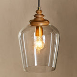 Varuna Mango Wood & Glass Pendant Light - Natural & Clear