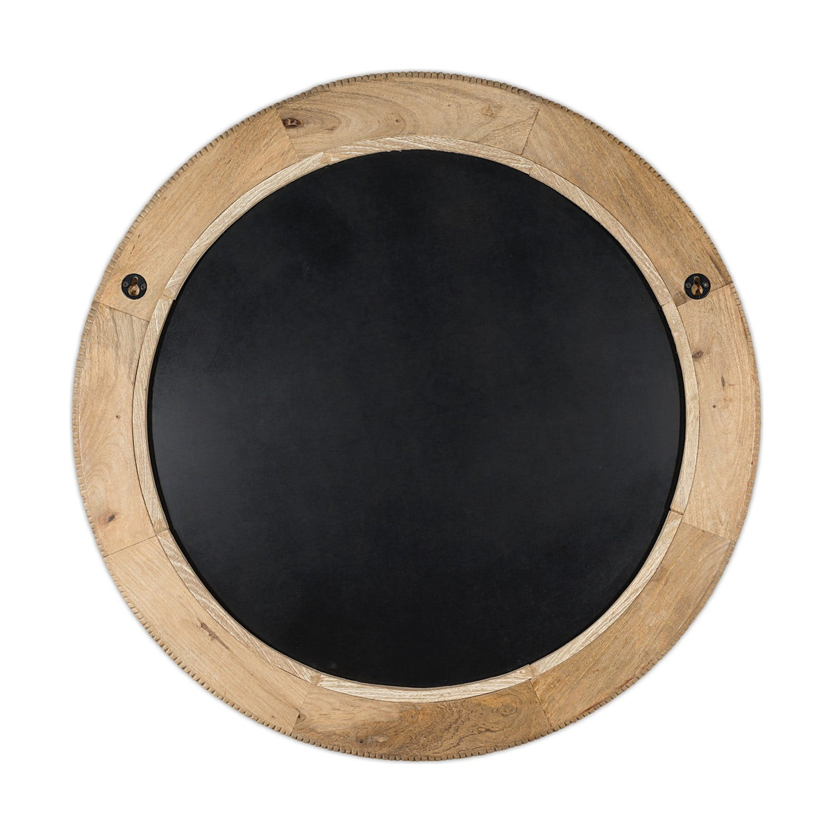 Vivan Round Grooved Wood Wall Mirror - Natural