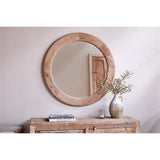Vivan Round Grooved Wood Wall Mirror - Natural