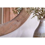 Vivan Round Grooved Wood Wall Mirror - Natural