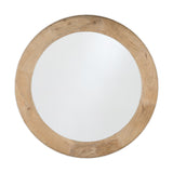 Vivan Round Grooved Wood Wall Mirror - Natural