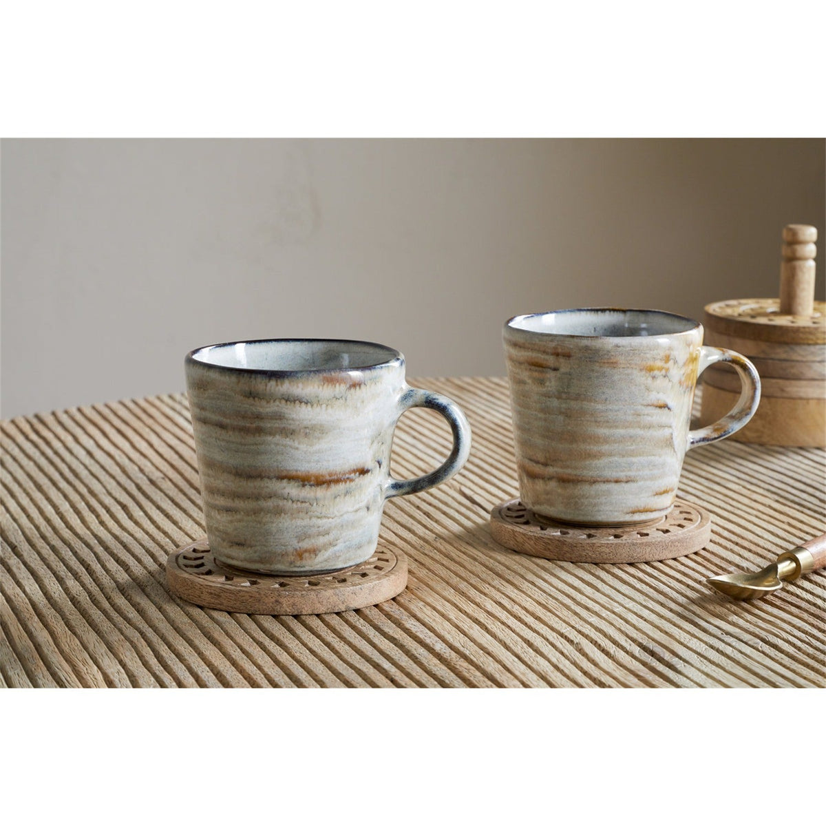 Vizo Reactive Glaze Earthenware Mug - Grey - Set of 2