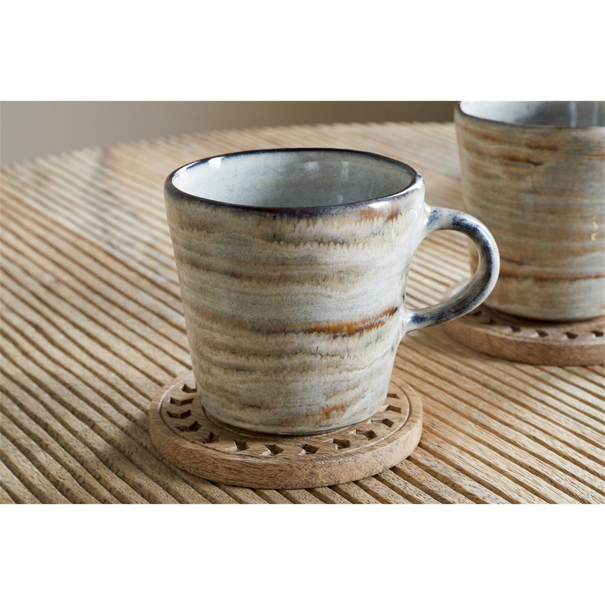 Vizo Reactive Glaze Earthenware Mug - Grey - Set of 2