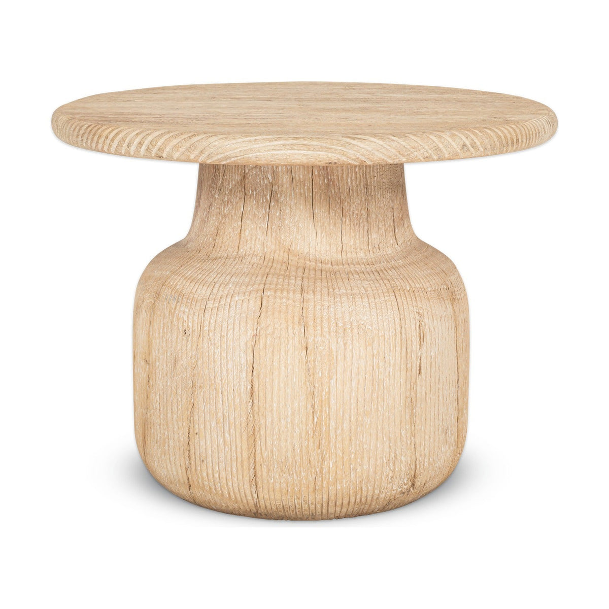 Vivan Grooved Mango Wood Side Table - Natural