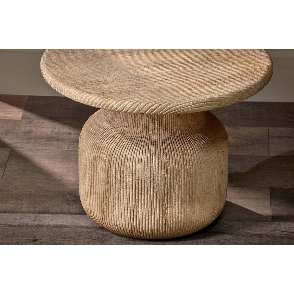 Vivan Grooved Mango Wood Side Table - Natural