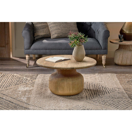 Vivan Grooved Mango Wood Coffee Table - Natural