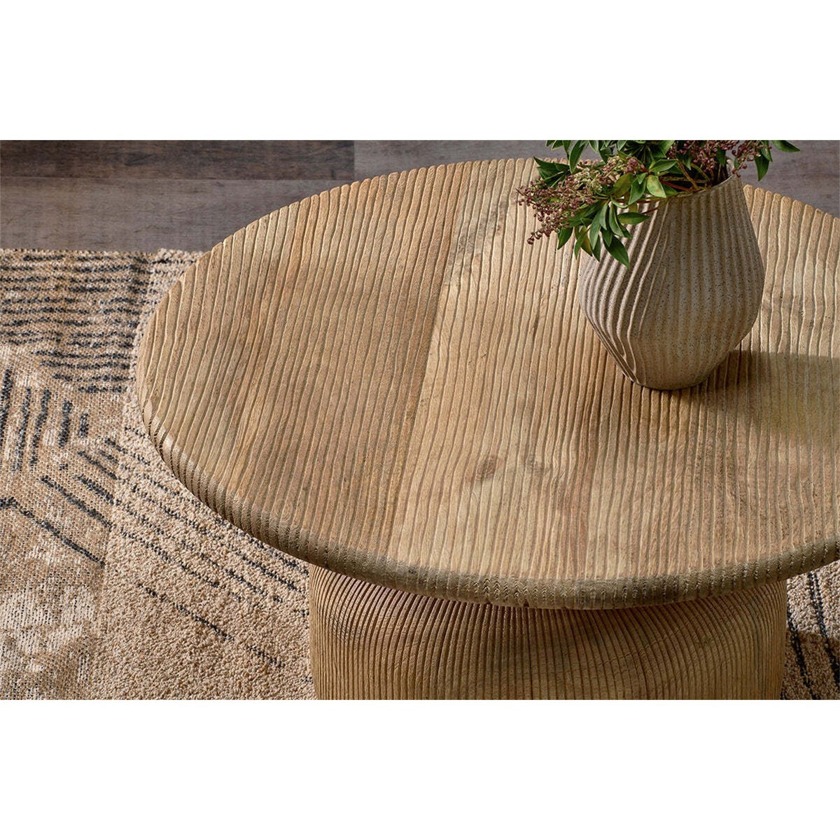Vivan Grooved Mango Wood Coffee Table - Natural