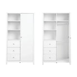 Wanderer Kids Wardrobe with 3 Drawers & Shelves - White