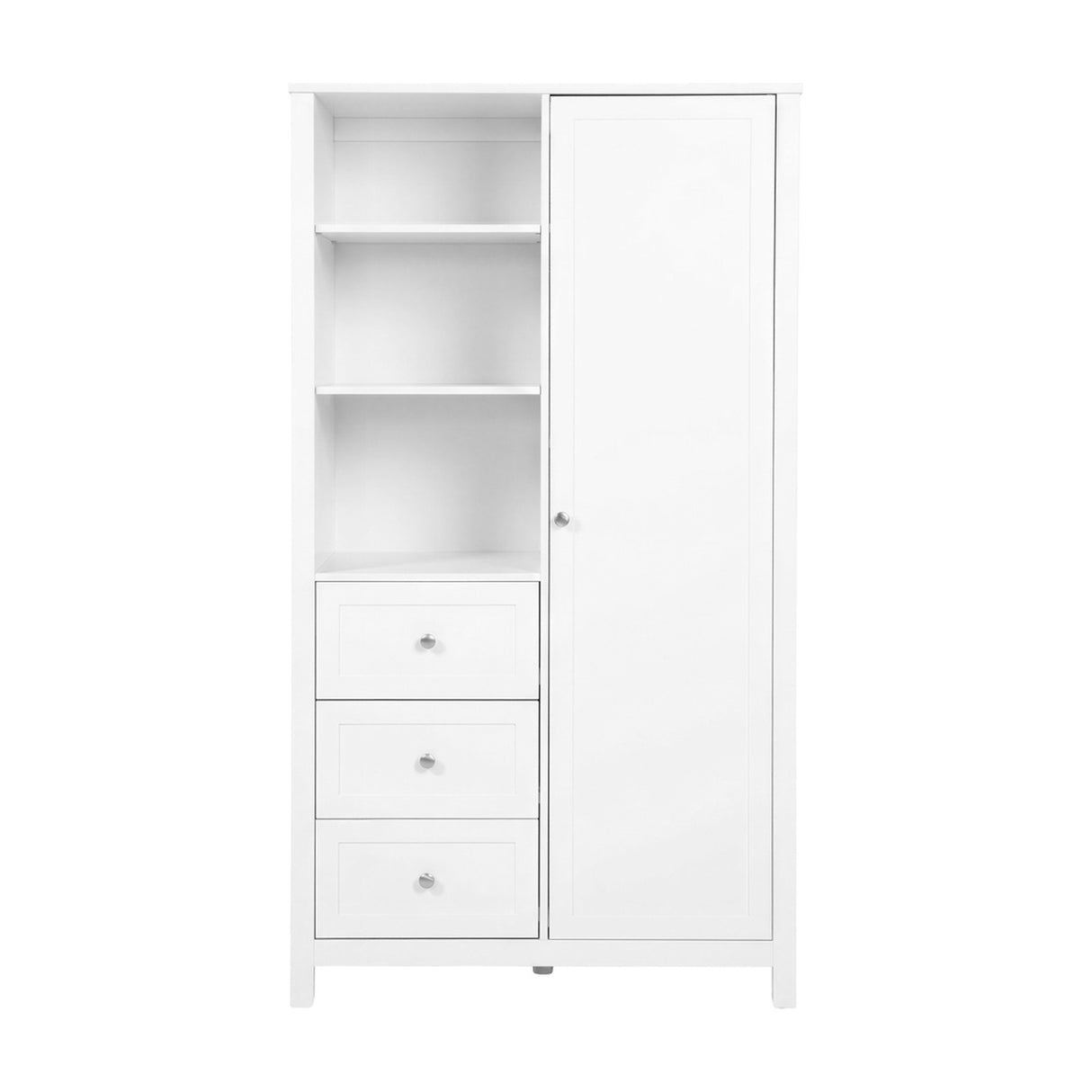 Wanderer Kids Wardrobe with 3 Drawers & Shelves - White