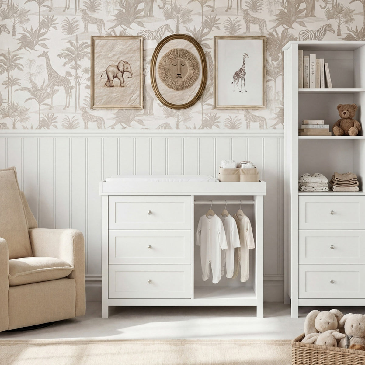 Wanderer Changing Table with Drawers & Removable Top - White