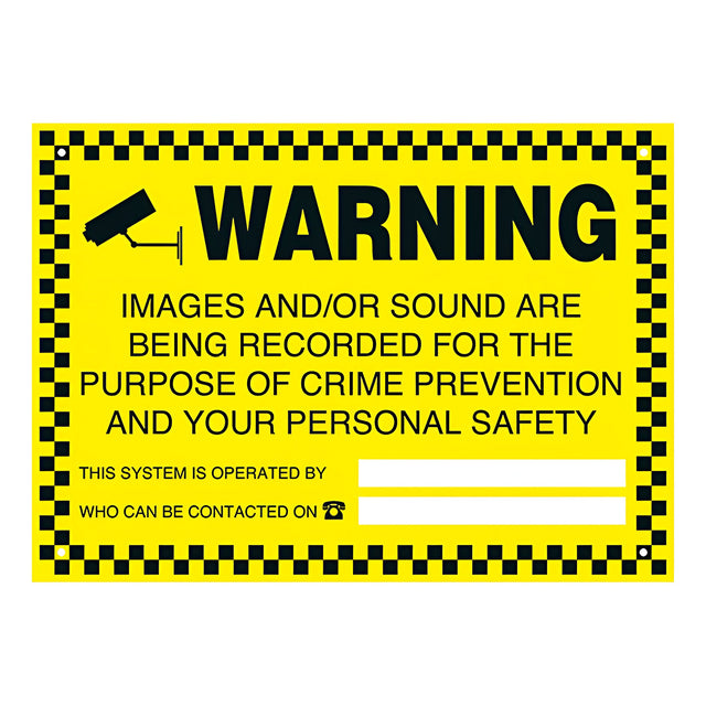 CCTV Large External Yellow Warning Sign