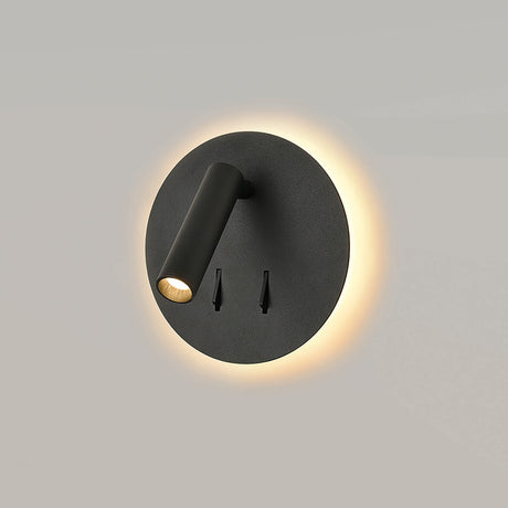 Luca 2 light wall light in black finish, shown on a dark background