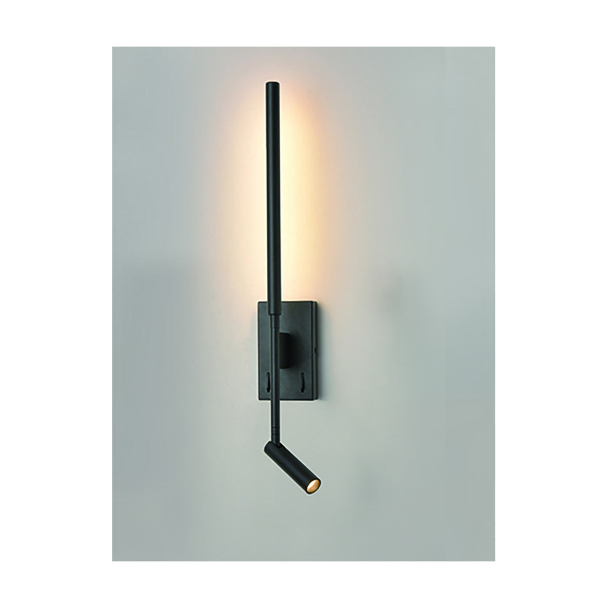 Luca 2 light wall light in black finish, alternative view