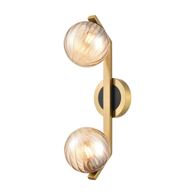 Oculus 2 light wall light in black and brass finish