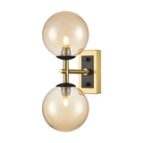 Stellar 2 light wall light in black and brass finish