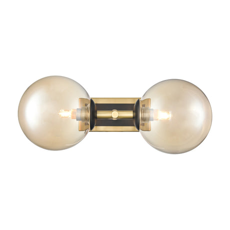 Stellar 2 light wall light in black and brass finish, alternative view