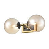 Stellar 2 light wall light in black and brass finish, alternative view