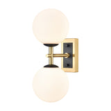 Stellar 2 light wall light in black and brass finish