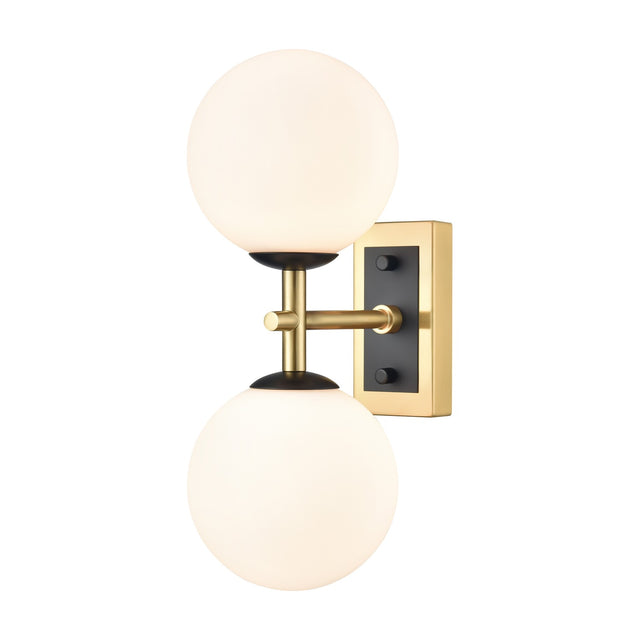 Stellar 2 light wall light in black and brass finish