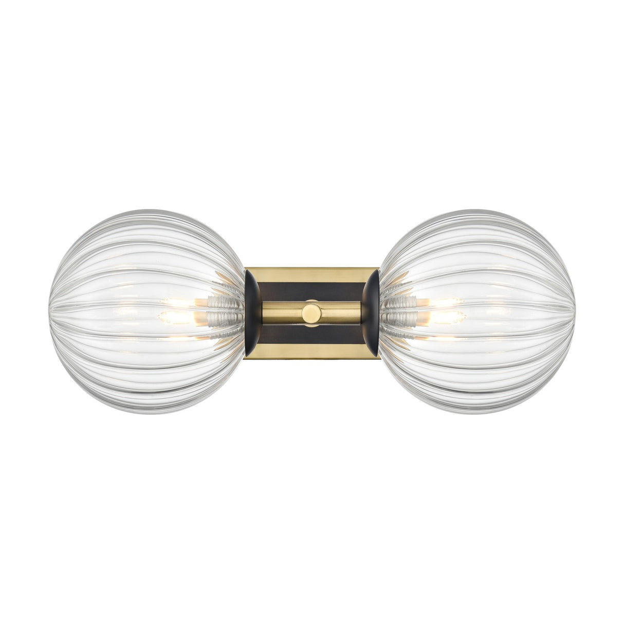 Stellar 2 light wall light in black and brass finish