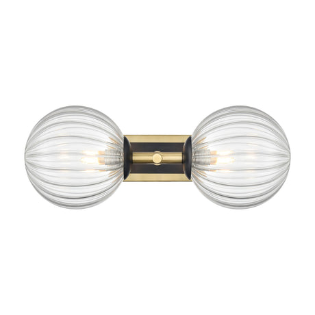 Stellar 2 light wall light in black and brass finish