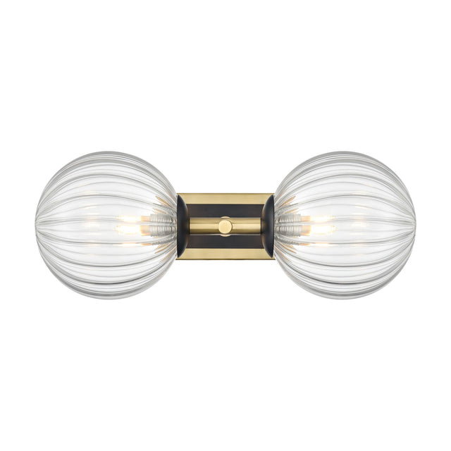 Stellar 2 light wall light in black and brass finish