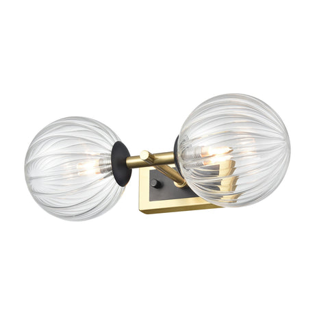 Stellar 2 light wall light in black and brass finish, alternative view