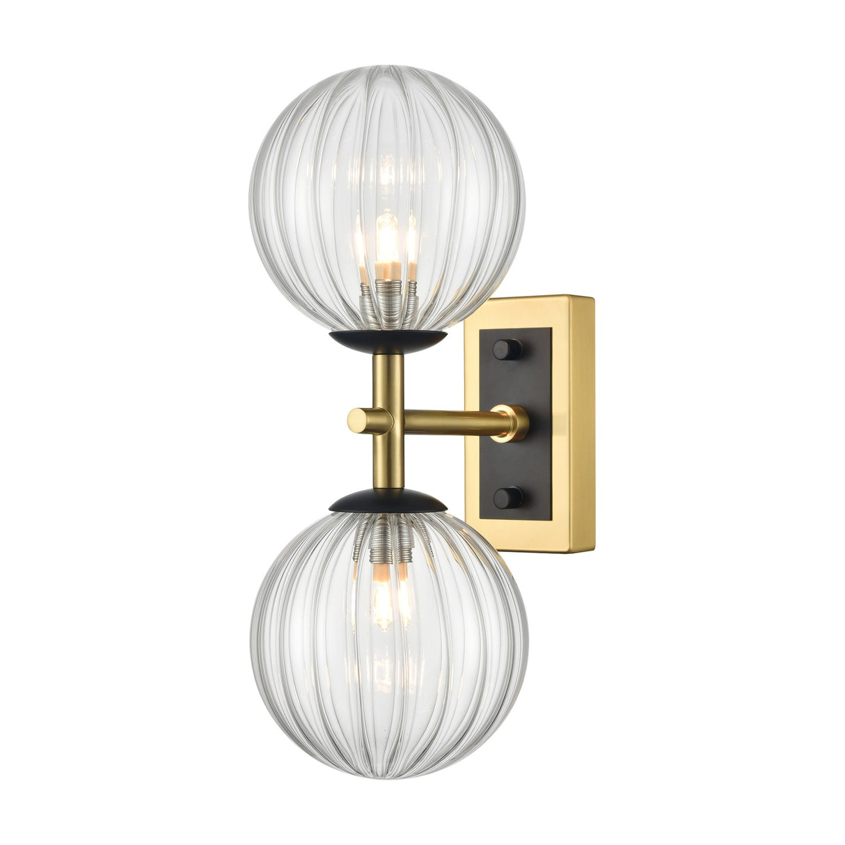 Stellar 2 light wall light in black and brass finish, alternative view