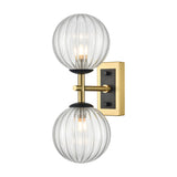 Stellar 2 light wall light in black and brass finish, alternative view