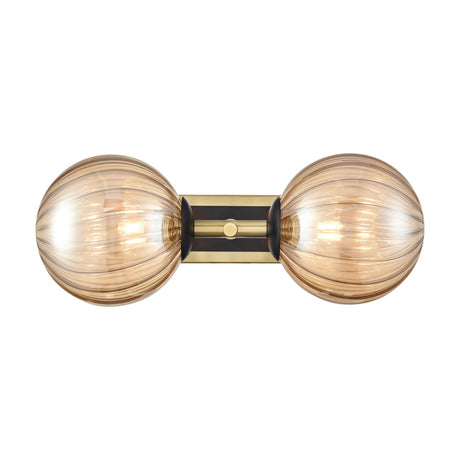 Stellar 2 light wall light in black and brass finish, alternative view