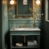 Globe wall light in brass finish, shown in a room setting