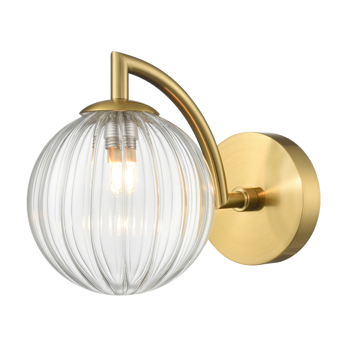 Globe wall light in brass finish