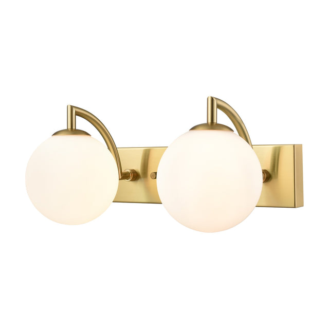 Globe 2 light wall light in brass finish