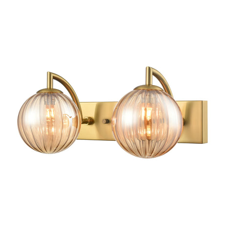Globe 2 light wall light in brass finish