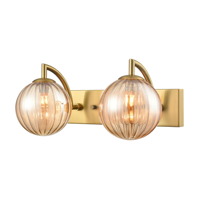 Globe 2 light wall light in brass finish