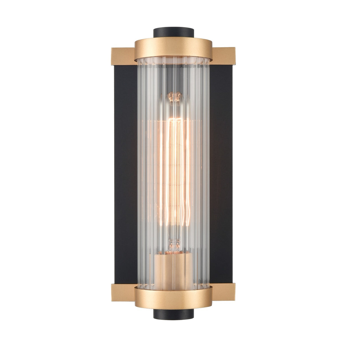 Charleston exterior wall light in black and brass finish