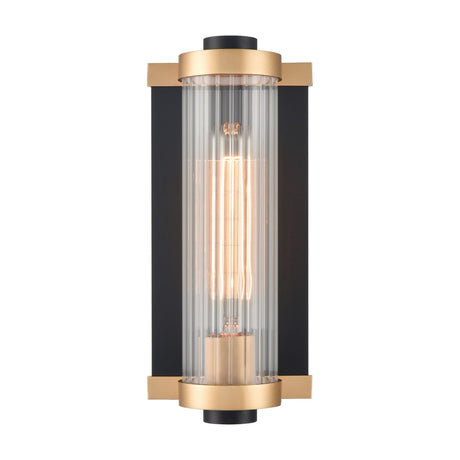 Charleston exterior wall light in black and brass finish
