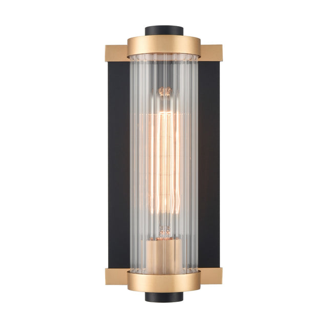 Charleston exterior wall light in black and brass finish