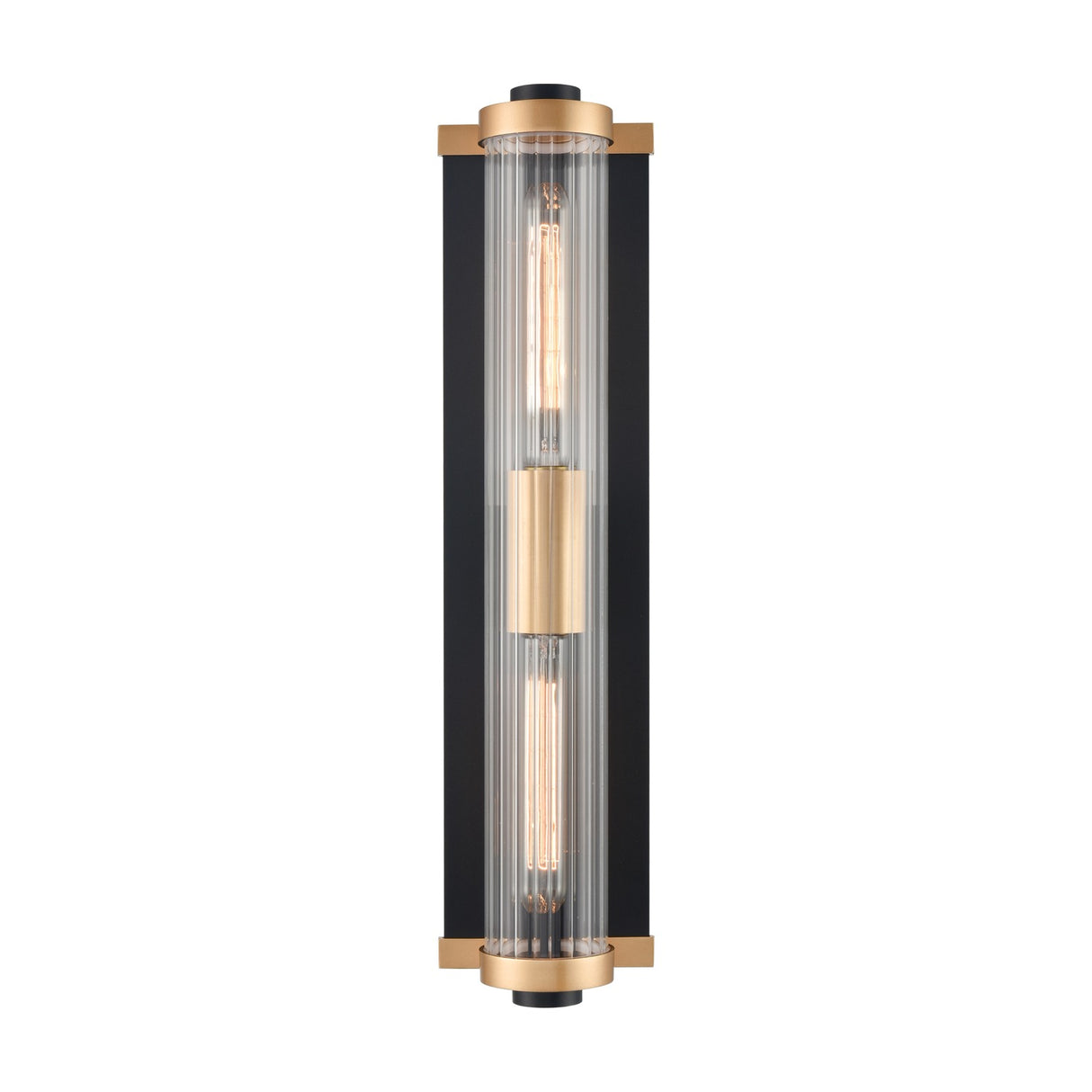 Charleston 2 light exterior wall light in black and brass finish
