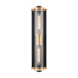 Charleston 2 light exterior wall light in black and brass finish