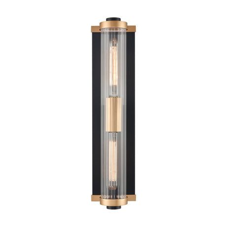 Charleston 2 light exterior wall light in black and brass finish