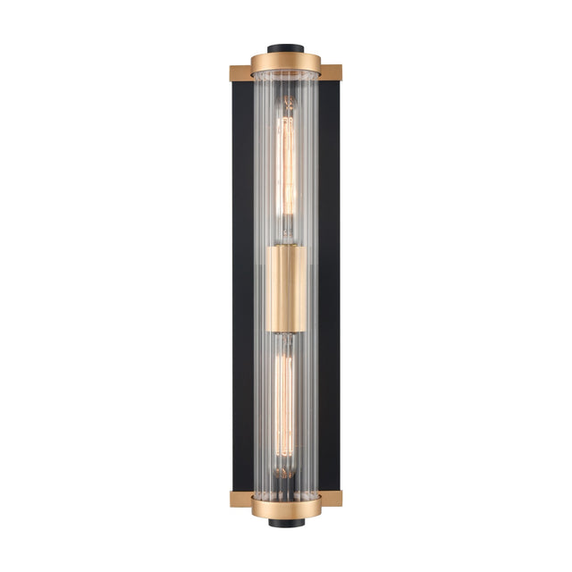 Charleston 2 light exterior wall light in black and brass finish