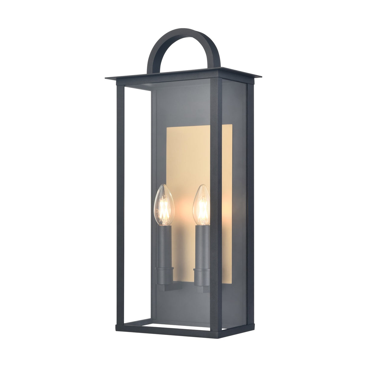 Nightingale 2 light exterior wall light in black and brass finish
