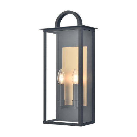 Nightingale 2 light exterior wall light in black and brass finish